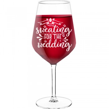 Wine Glass Gift With Engraved Text - "Sweating For The Wedding 5", Gifts for Wine Lovers, Size 530ml