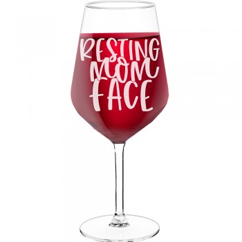 30Th Wine Glass With Engraved Text - "Resting Mom Face", Wine Glass as a Gift, Size 530ml