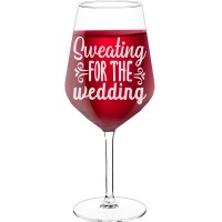 Engraved Wine Glass With Engraved Text - "Sweating For The Wedding", Wine Lover Gifts, Size 530ml