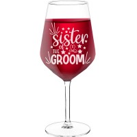 Wine Glass For Men With Engraved Text - "Sister Of The Groom", Wine Lover Gifts, Size 530ml