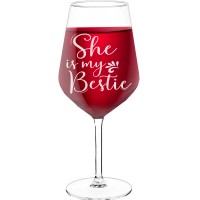 Red Wine Glass With Engraved Text - "She Is My Bestie", Gifts for Wine Lovers, Size 530ml