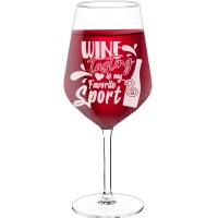 Birthday Wine Glass With Engraved Text  "Wine Tasting Is My", Size 530ml