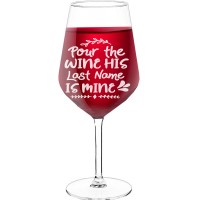 White Wine Glass With Engraved Text  "Pour The Wine His", Size 530ml