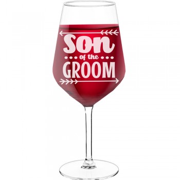 Dzimšanas Dienas Vīna Glāze ar Uzrakstu - "Son Of The Groom 2", Interesanta Dāvana, Izmērs 530ml
