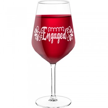 Wine Glass With Engraved Text - "Engaged 2", Funny Wine Gift, Size 530ml