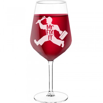 30Th Wine Glass With Engraved Text - "Mr Fix It 2', Birthday Gift Idea, Size 530ml