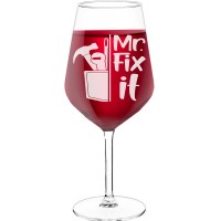 Wine Glass For Men With Engraved Text - "Mr Fix It", Funny Wine Gift, Size 530ml