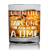 Gift For Men Home Wiskey Glass 270ml With Engraved Text : "When Life Gets Tough"