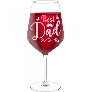 Dzirkstošā Vīna Glāze ar Uzrakstu - "Best Dad", Dāvana Vīrietim, Glāzes izmērs 530ml