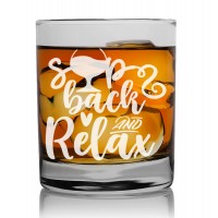 Dāvana Vīrietim No Draudzenes  ar Gravējumu - "Sip Back And Relax" ,Personalizēta viskija glāze 270ml