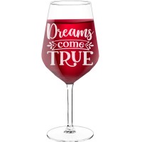 50Th Wine Glass With Engraved Text - "Dreams Come True", Funny Wine Gift, Size 530ml