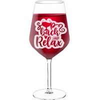 50Th Wine Glass With Engraved Text  "Sip Back And Relax", Size 530ml
