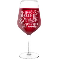 50Th Wine Glass With Engraved Text - "A Girl Should Be Two Things: Who And What She Wants.", Gifts for Wine Lovers, Size 530ml