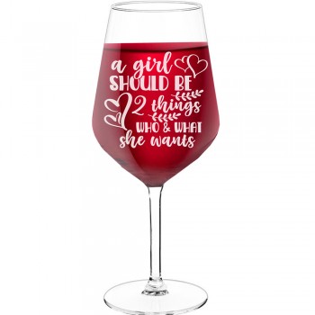 50Th Wine Glass With Engraved Text - "A Girl Should Be Two Things: Who And What She Wants.", Gifts for Wine Lovers, Size 530ml