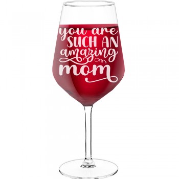 Wine Glass Gift With Engraved Text - "You Are Such An Amazing Mom (2)", Wine Lover Gifts, Size 530ml