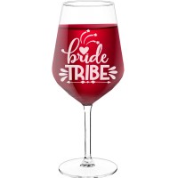 Red Wine Glass With Engraved Text - "Bride Tribe 5", Wine Lover Gifts, Size 530ml