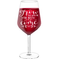 Sparkling Wine Glass With Engraved Text - "Grow Old With Me The Best Is Yet To Come", Gifts for Wine Lovers, Size 530ml