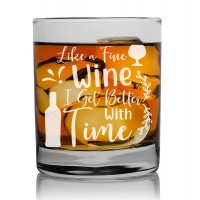 Gift For Men Retirement Engraved Whisky Glass 270ml With Engraved Text : "Like A Fine Wine"