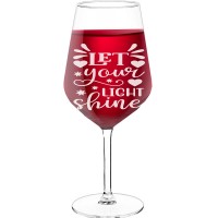 Birthday Wine Glass With Engraved Text  "Let Your Light Shine", Wine Glass Size 530ml