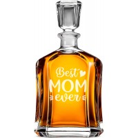 Viskija Dekanteris Ar Gravējumu Un ar Uzrakstu - "Best Mom Ever" ,Dāvana Vīrietim Vai Sievietei, Izmērs 700Ml