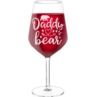 Large Wine Glass With Engraved Text - "Dady Bear", Gift for Woman, Size 530ml