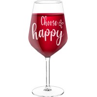 Birthday Wine Glass With Engraved Text - "Choose Happy", Wine Glass as a Gift, Size 530ml