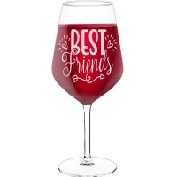 Wine Glass Personalised With Engraved Text - "Best Friends", Best Friend Gift, Size 530ml