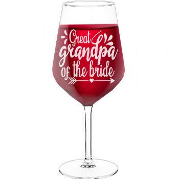 Large Wine Glass With Engraved Text - "Great Grandpa Of The Bride", Funny Wine Gift, Size 530ml