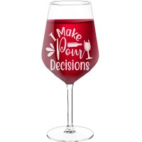 Wine Glass Gift With Engraved Text  "I Make Pour Decisions", Size 530ml