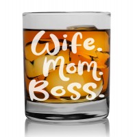 30. Dzimšanas Dienas Dāvana Vīriešiem  ar Gravējumu - "Wife Mom Boss" ,Viskija glāze 270 ml