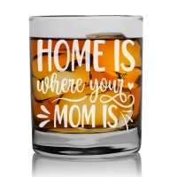 Home Gift For Men Tumbler Glass 270ml With Engraved Text : "Home Is Where Your Mom Is"