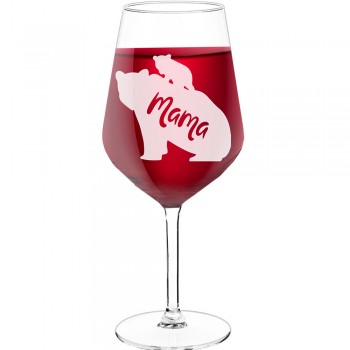 Vīna Glāze Ar Gravējumu ar Uzrakstu - "Mama", Apsrātīga Dāvana, 530ml izmērs