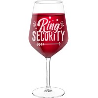 Sparkling Wine Glass With Engraved Text - "Ring Security", Best Friend Gift, Size 530ml