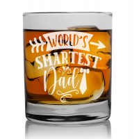 Gift For Men Birthday Cool Engraved Whisky Glass 270ml With Engraved Text : "Worlds Smartest Dad"
