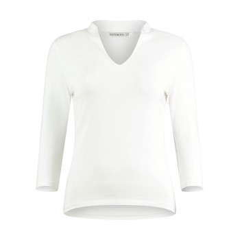Regular Fit Mandarin Collar Top 3/4 Sleeve