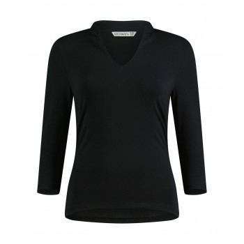 Regular Fit Mandarin Collar Top 3/4 Sleeve