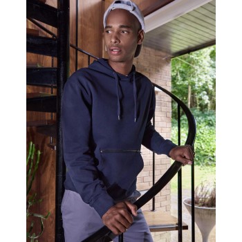 Pique jaka ar kapuci un rāvējslēdzēja aizdares kabatu