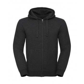 Vīriešu autentisks melanžēts džemperis ar kapuci ar rāvējslēdzēju