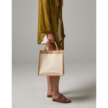 Cotton Pocket Jute Midi Tote