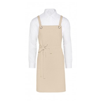 PROVENCE - Crossover Eyelets Bib Apron with Pocket