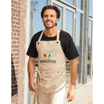 PROVENCE - Crossover Eyelets Bib Apron with Pocket