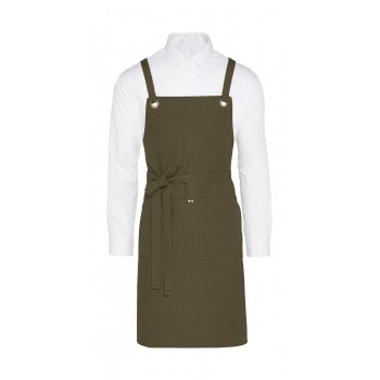 PROVENCE - Crossover Eyelets Bib Apron with Pocket