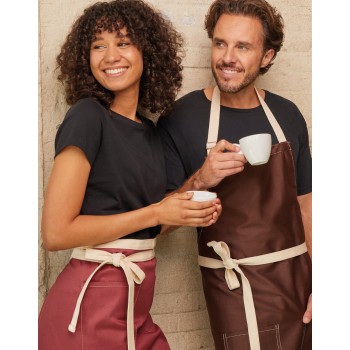 SANTORINI - Contrasted Bib Apron with Pocket