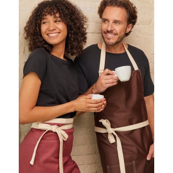 SANTORINI - Contrasted Bistro Apron with Pocket