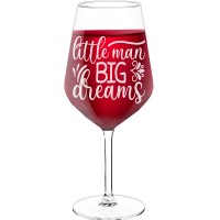 White Wine Glass With Engraved Text - "Little Man Big Dreams", Wine Lover Gifts, Size 530ml