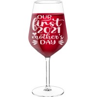 Wine Glass Engraved With Engraved Text - "Our First021 Mother Day", Gift for Woman, Size 530ml