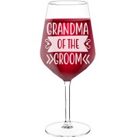 Wine Glass Gift With Engraved Text - "Grandma Of The Groom", Gift for Wine Lover, Size 530ml