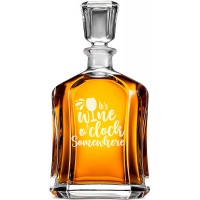 Hermētiska Viskija Karafe ar Uzrakstu - "It'S Wine Oclock Somewhere" ,Dāvana Vīrietim 20 Gados, Izmērs 700Ml
