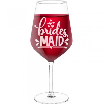 Dzimšanas Dienas Vīna Glāze ar Uzrakstu - "Brides Maid 5", Vīna Glāze kā Dāvana,  530ml