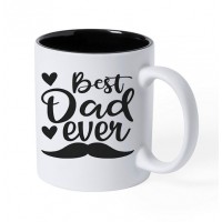 Kafijas Krūze ar Gravējumu - "Best Dad Ever ", 350ml (Balta/Melna)